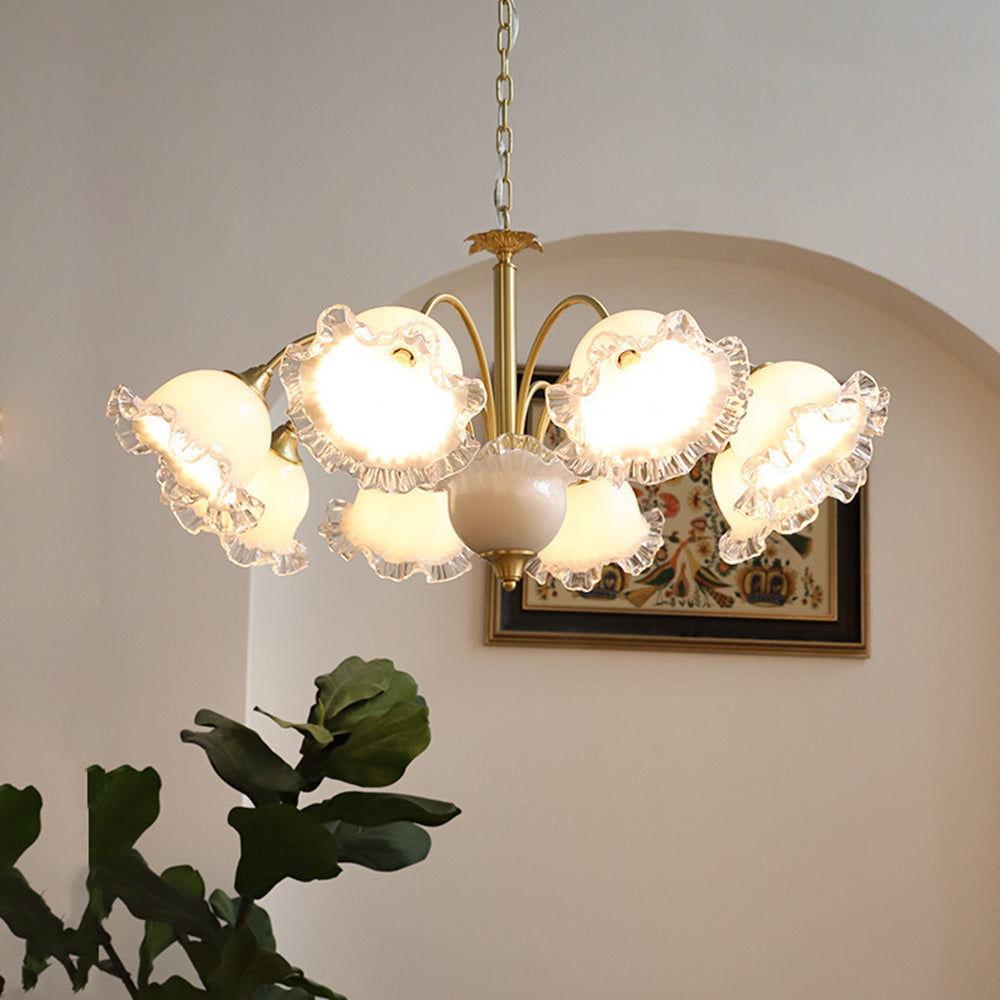 Large Flower Shape Copper Ceiling Chandelier - Cueteks