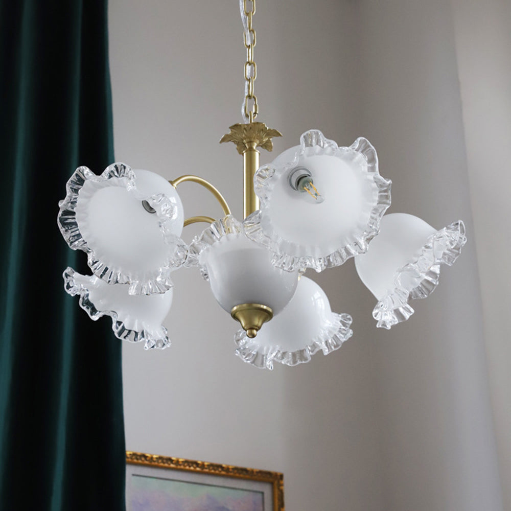 Large Flower Shape Copper Ceiling Chandelier - Cueteks