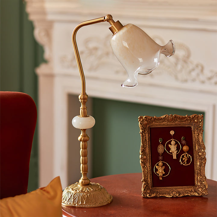 Nouveau Fashion Floral Brass Table Lamp - Cueteks