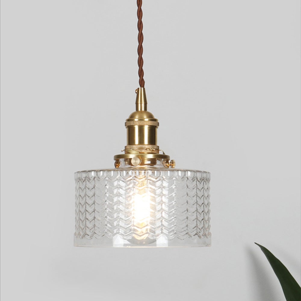 Vintage Stunning Cylinder Glass Pendant Light - Cueteks