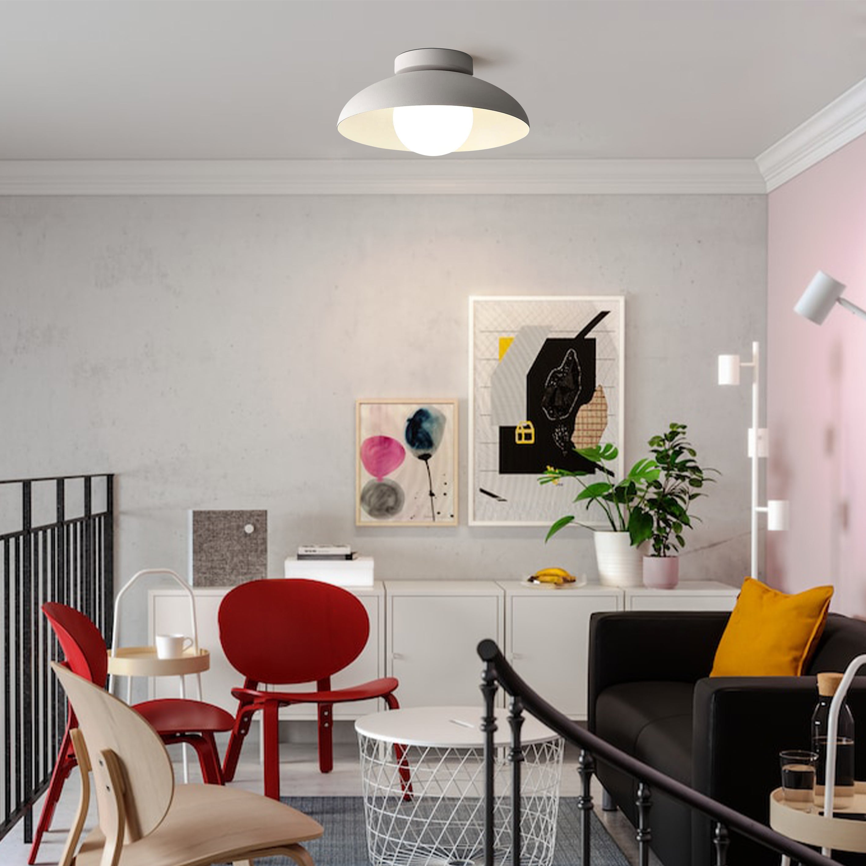 Contemporary Metal Semi Flush Ceiling Light for Hallway - Cueteks