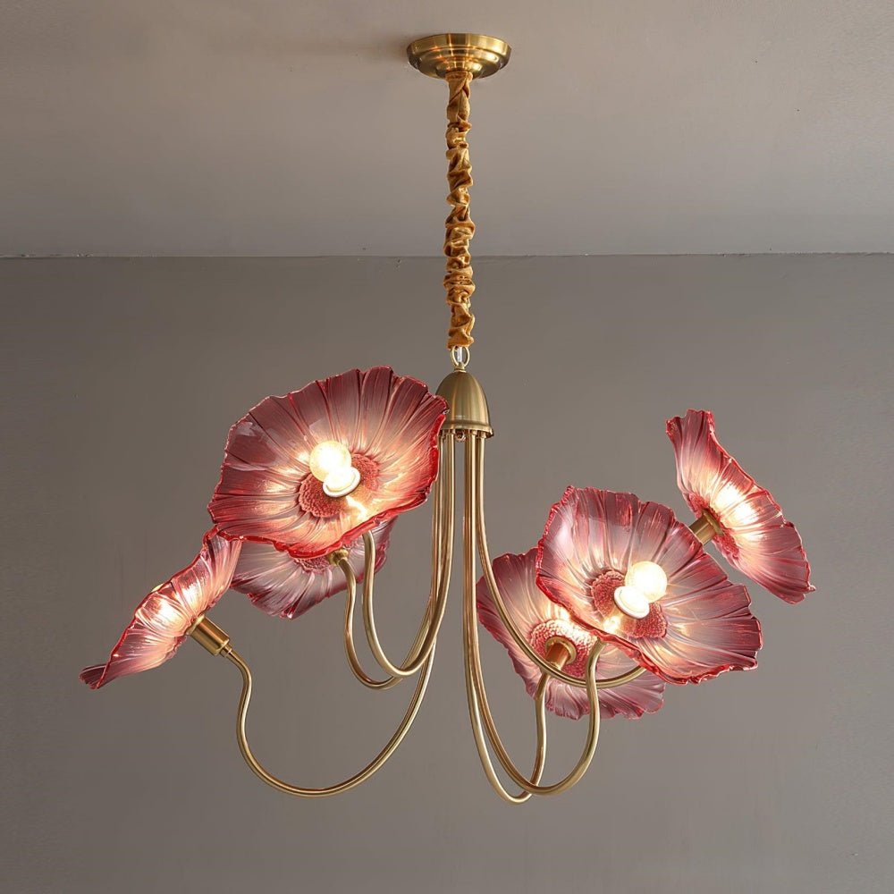 Modern Lotus Leaf Glass Living Room Chandelier - Cueteks