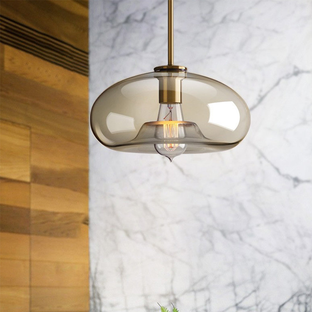 Industrial Amber Glass Pendant Light - Cueteks