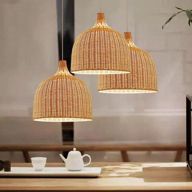 Bamboo Rattan Basket Pendant Light For Kitchen - Cueteks
