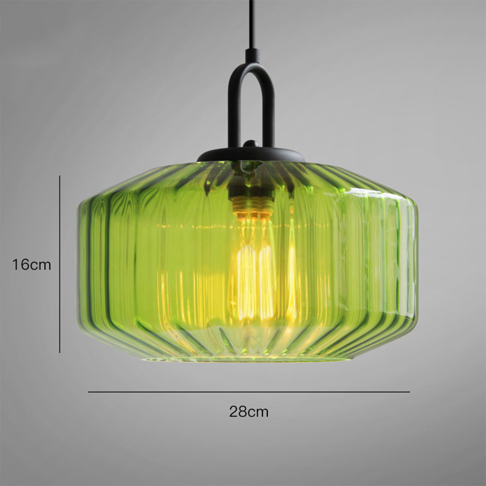 Green glass shade diagram: 28 cm diameter and 16 cm height
