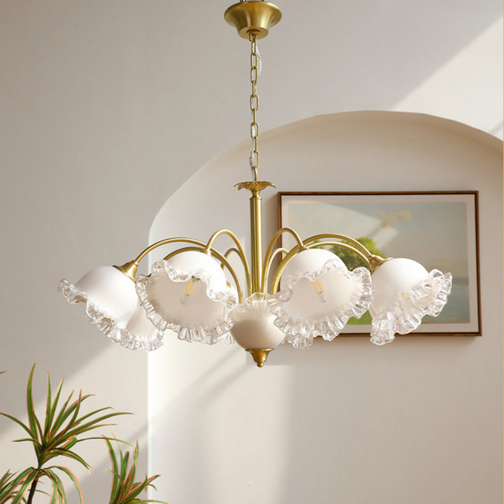 Large Flower Shape Copper Ceiling Chandelier - Cueteks