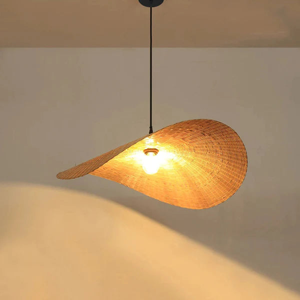 Handmade Natural Bamboo Wicker Pendant Lamp For Living Room - Cueteks
