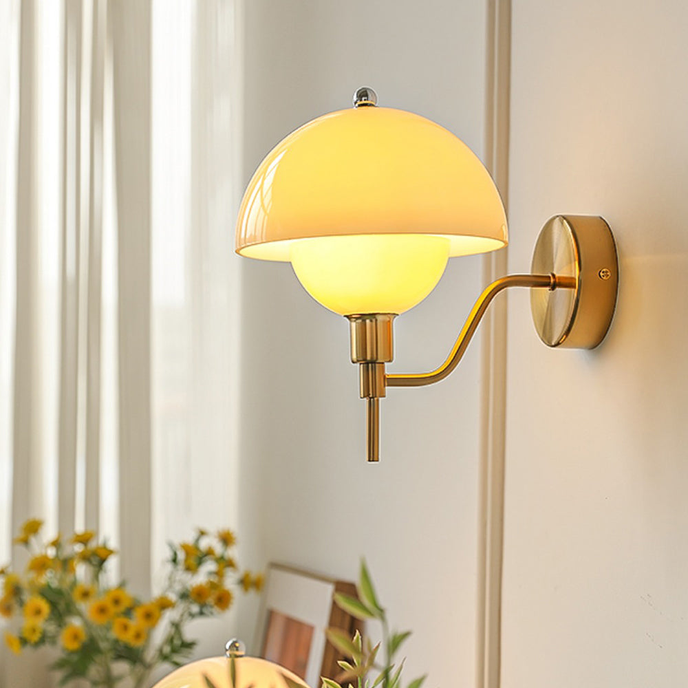 Illuminated Gold and Beige mushroom wall light