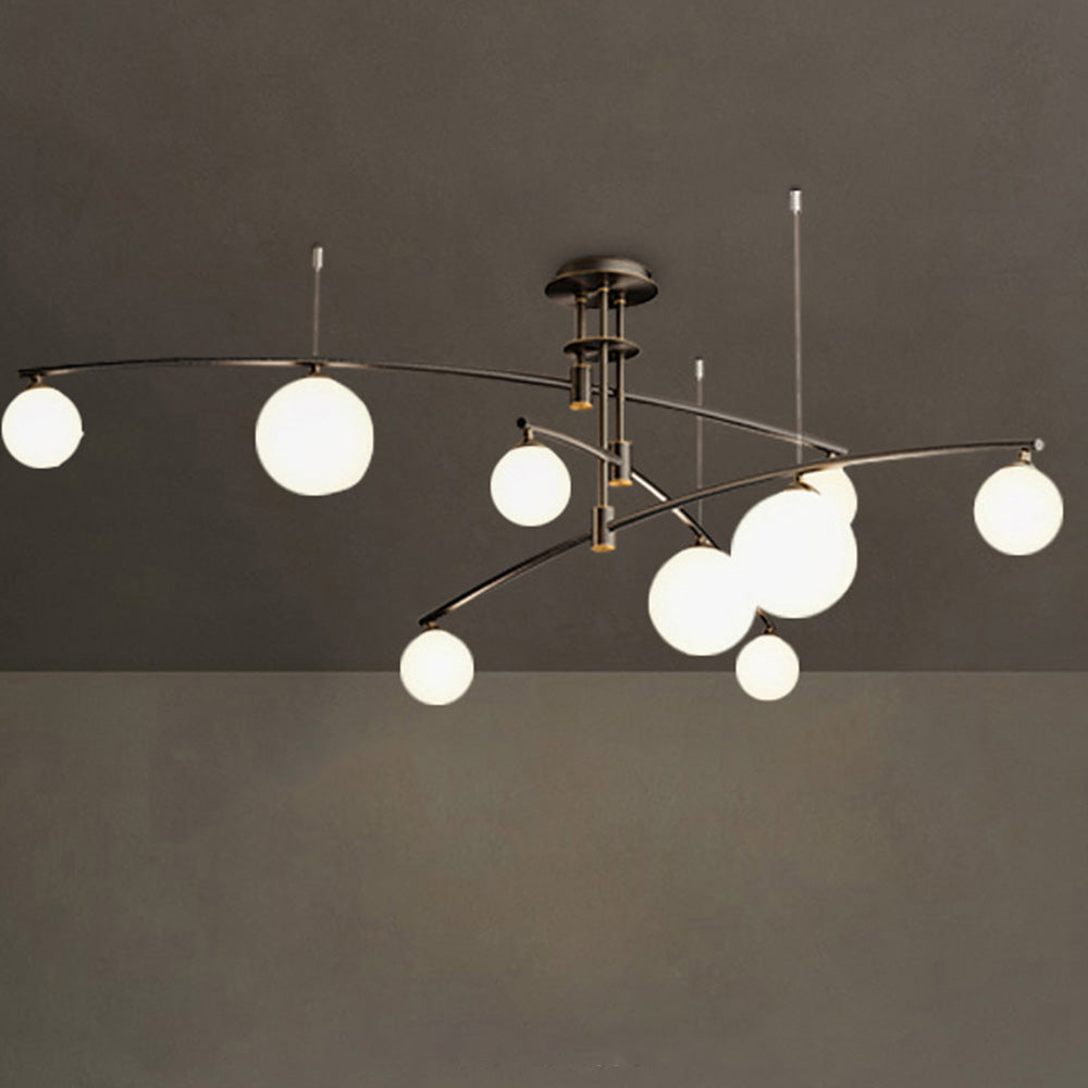 Modern Nordic Glass Ball Semi Flush Chandelier - Cueteks
