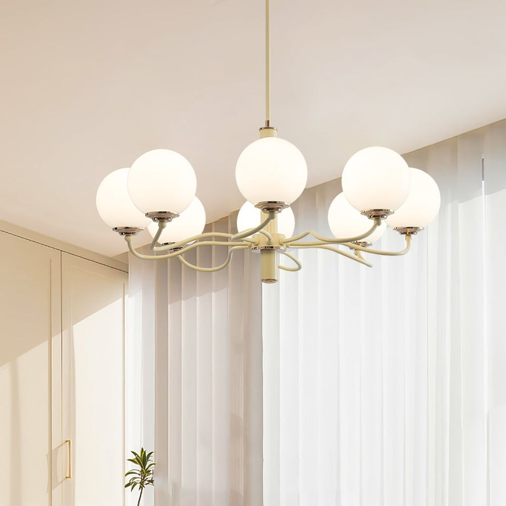 Vinatge White Bubble Globe Chandelier - Cueteks