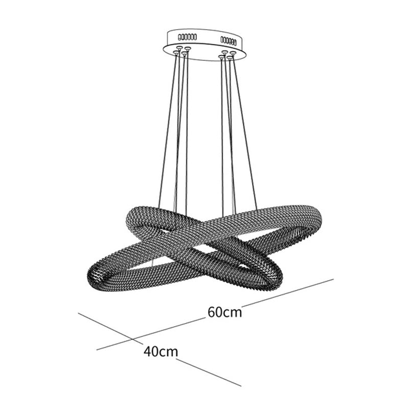 Kristy Kronleuchter, Metall&Kristall, 1/2 Ring - Cueteks