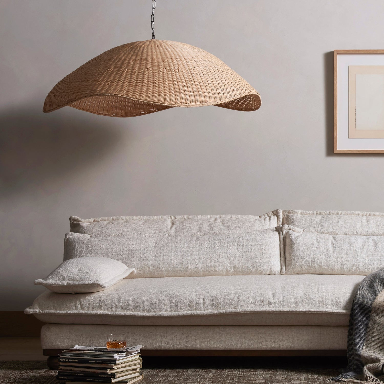 Natural Minimalistic Woven Rattan Handmade Hanging Lamp - Cueteks