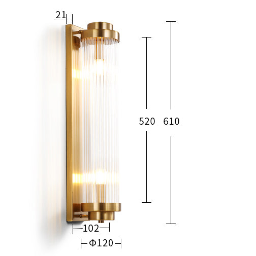 Gold Crystal Pillar size diagram showing outer 610 and inner 520 height labels, with 120, 102 and 21 markings