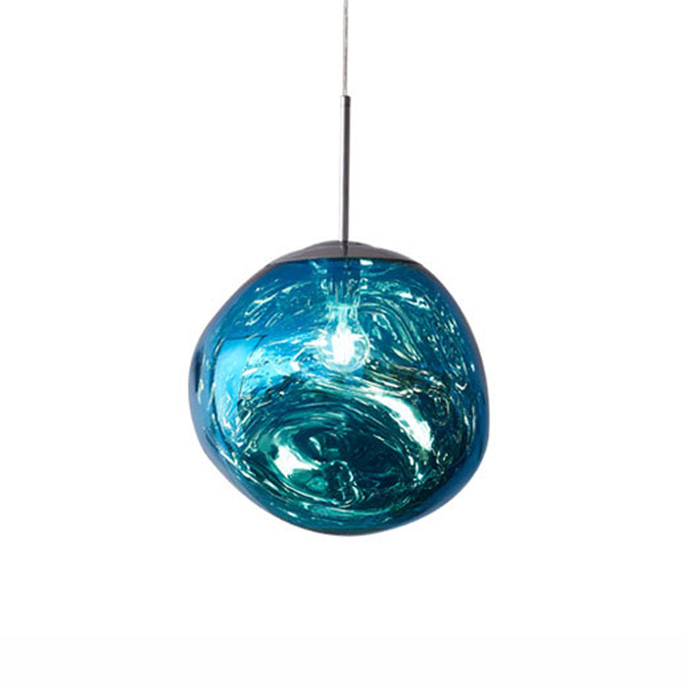 Blue Melt Lava shade glowing on a white background with an uneven glossy outline