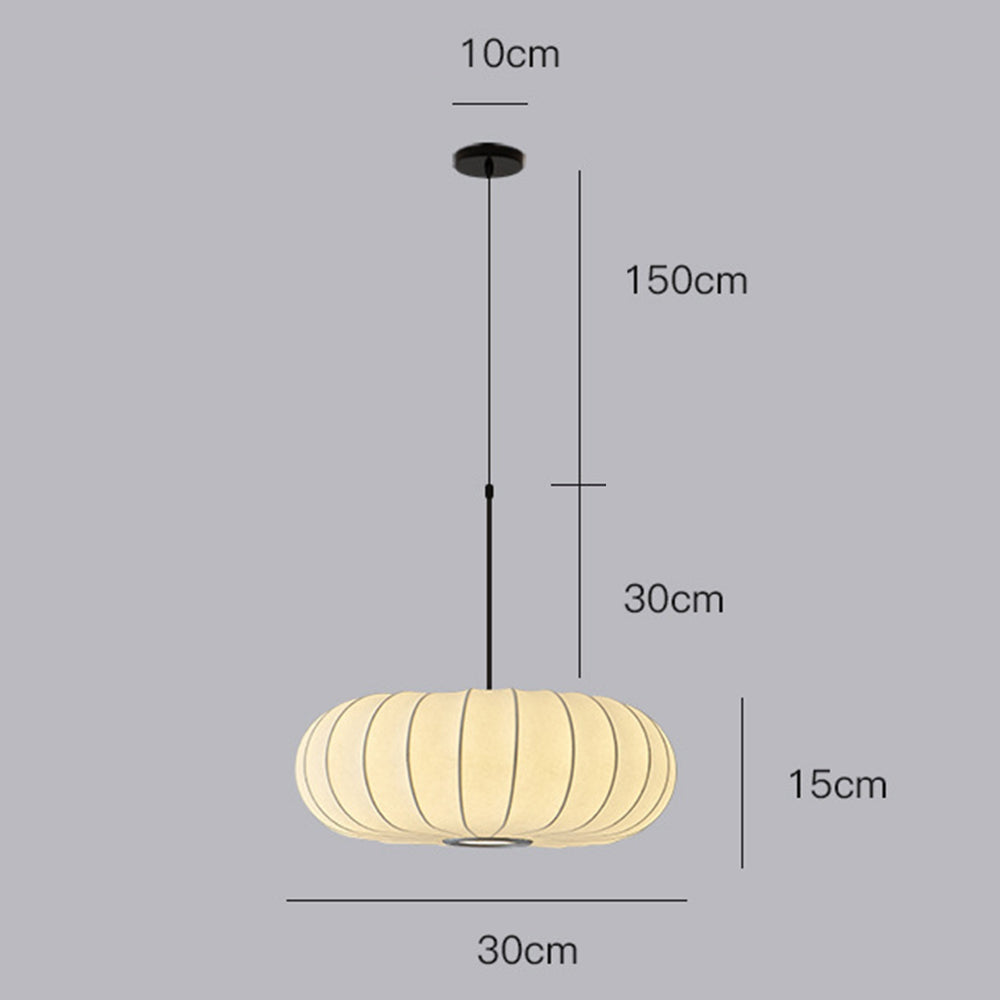 White Fabric Hanging Light Pumpkin Shape Pendant Light - Cueteks