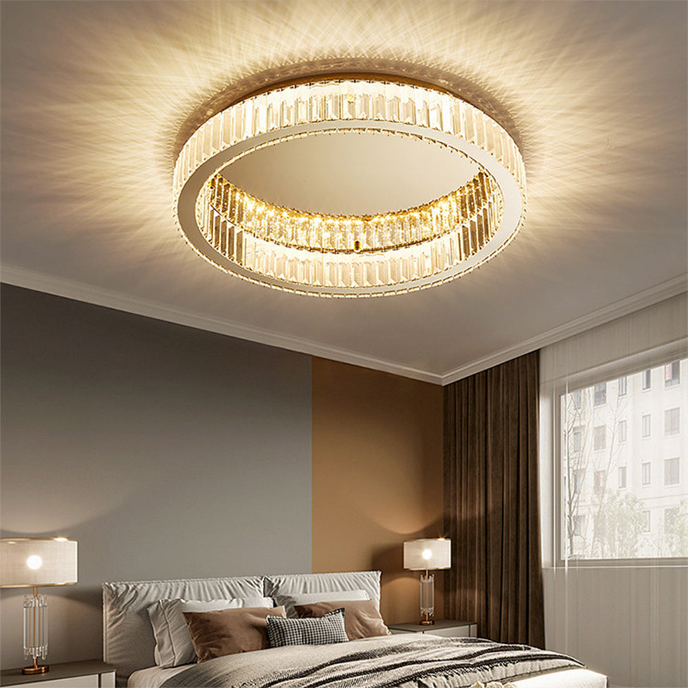Modern Circle Gold Crystal Ceiling Light - Cueteks