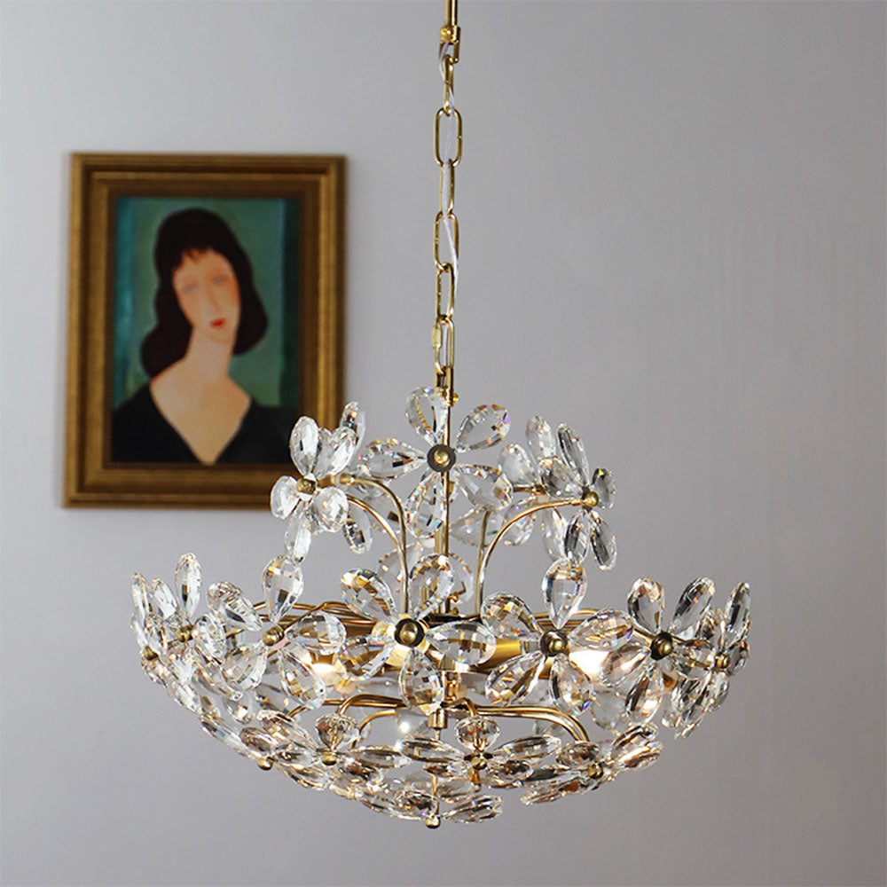 Luxury Crystal Bouquet Brass Chandeliers - Cueteks