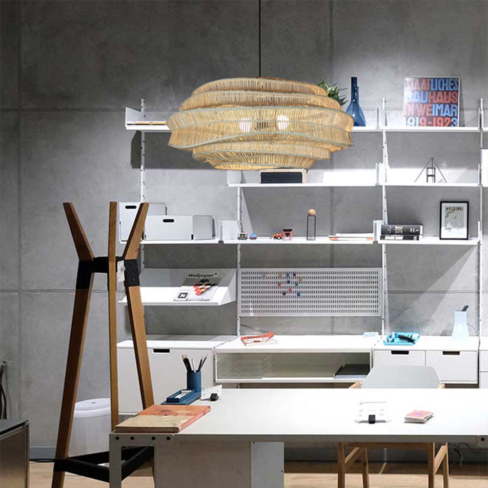 Modern Rattan Cage Pendant Light - Cueteks