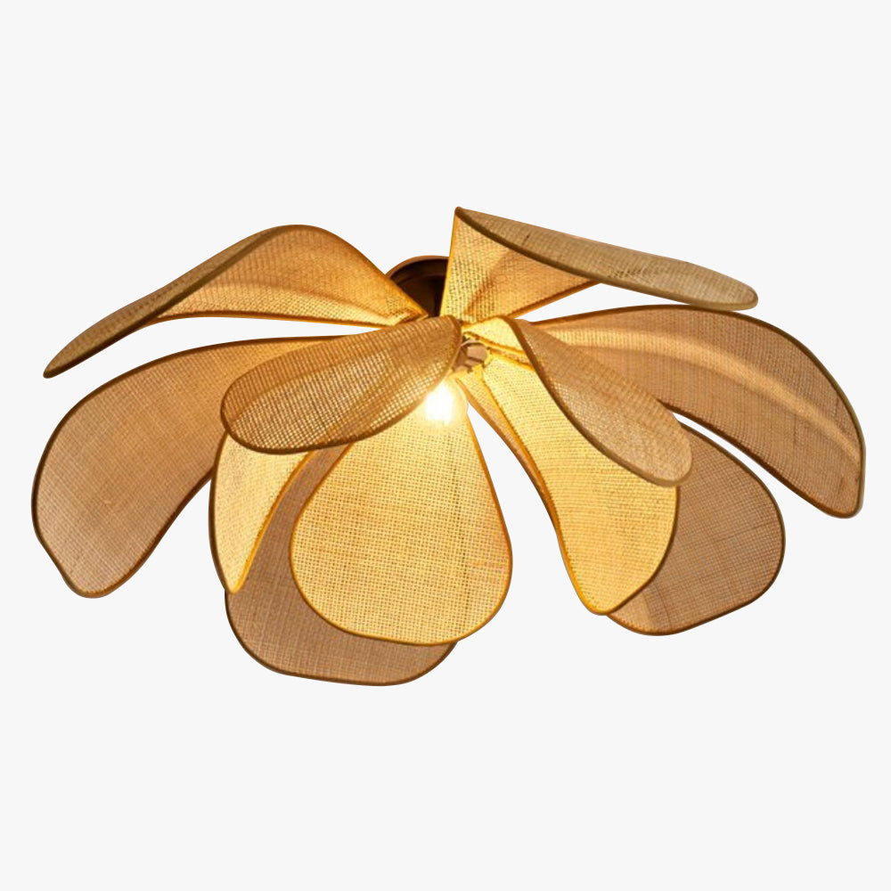 Rattan Petal Rustic Lamp Shade Pendant Light - Cueteks