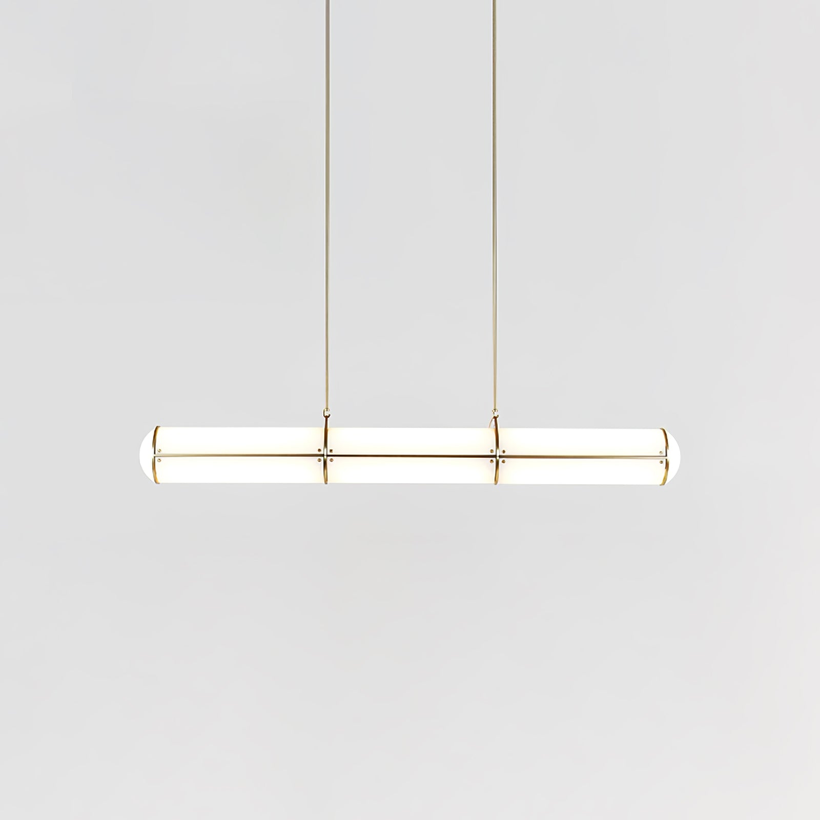 Gold linear pendant with two rods