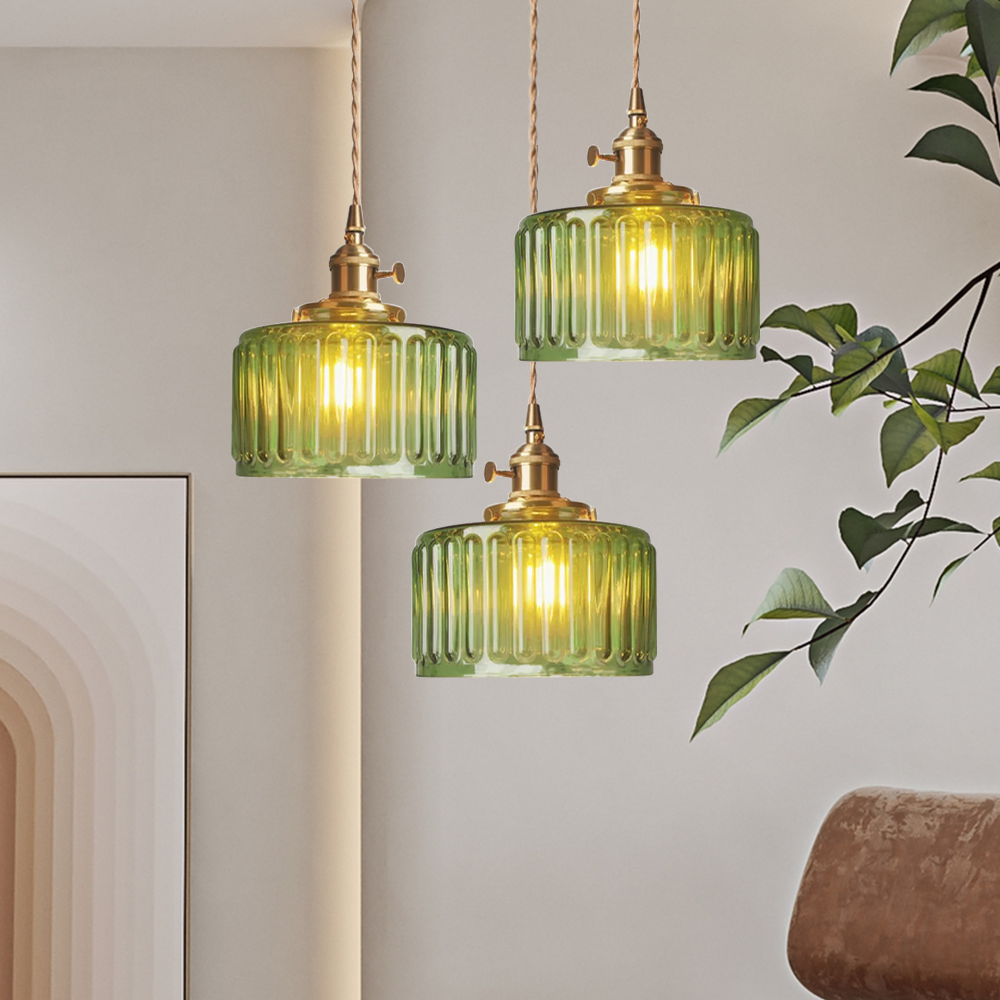 Vintage Stunning Cylinder Glass Pendant Light - Cueteks