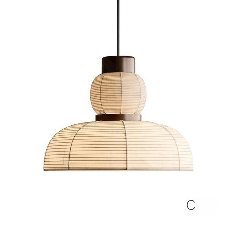 Pendant labelled C with a rounded upper globe and lower dome below a dark top fitting