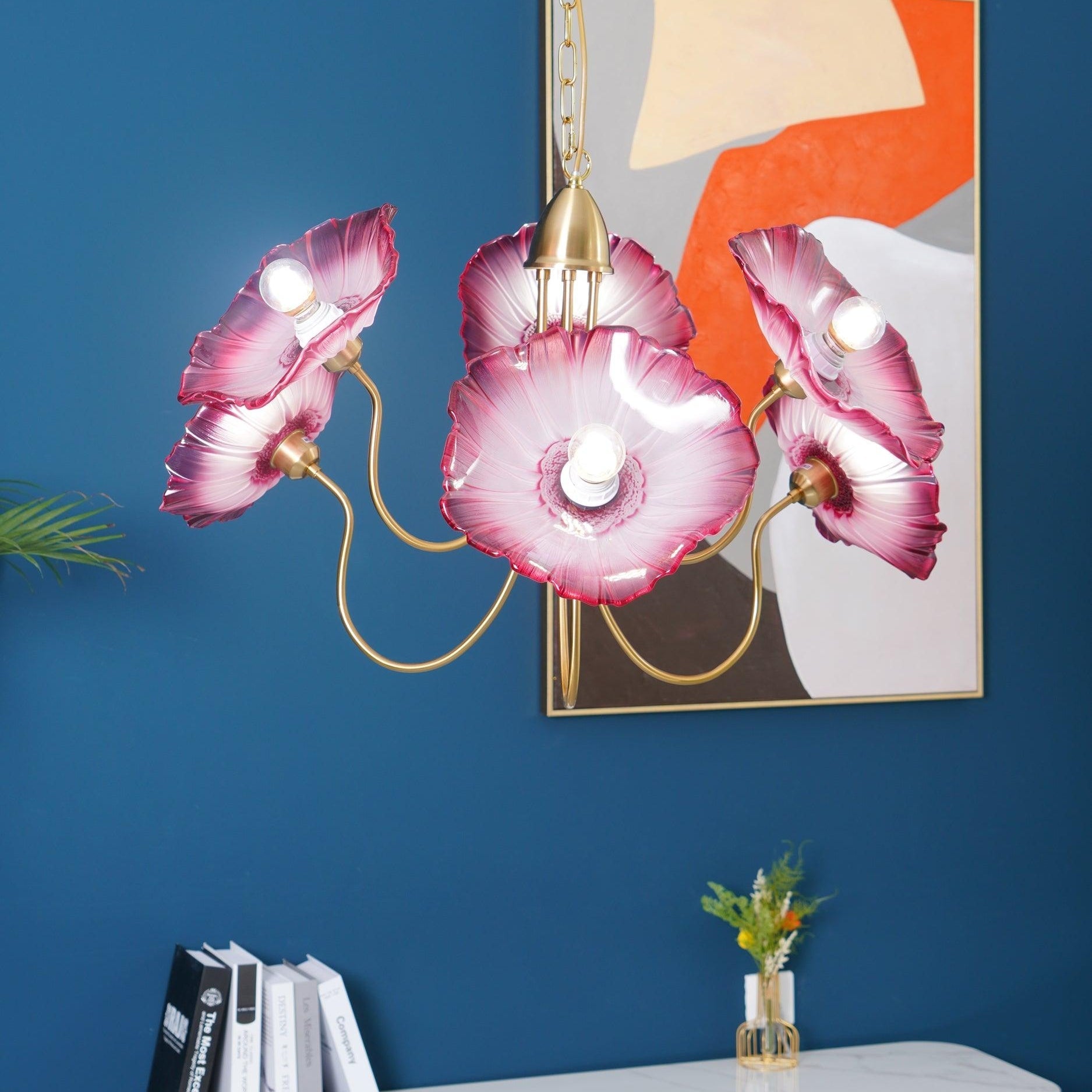 Modern Lotus Leaf Glass Living Room Chandelier - Cueteks