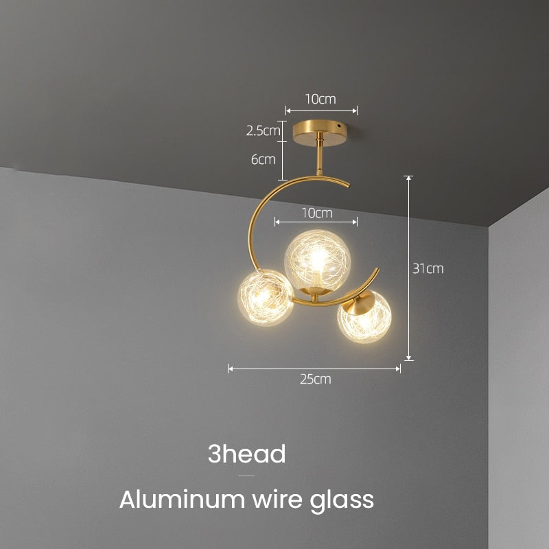 Glaskugel Deckenleuchte Goldene Lampen - Cueteks