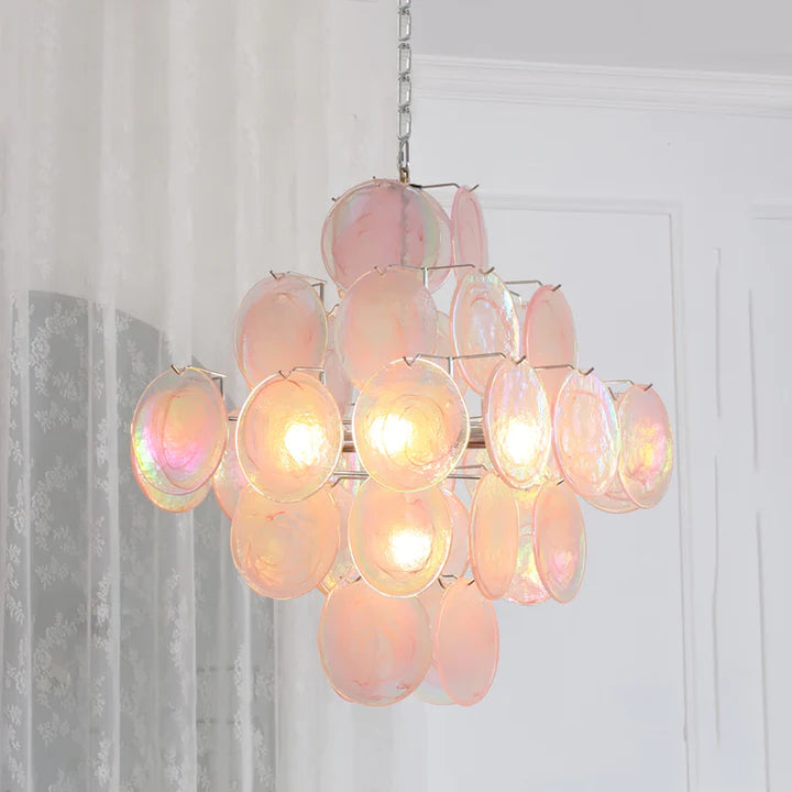Pink Murano Glass Chandelier for Living Room - Cueteks