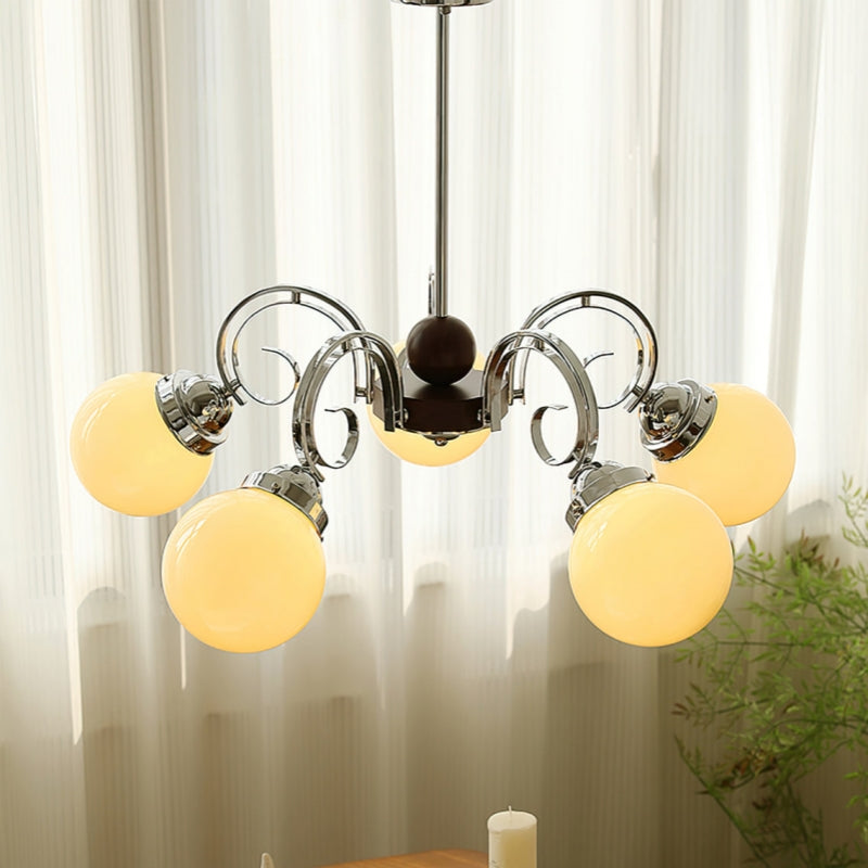 Vintage Kotter Cream Glass Chandelier - Cueteks