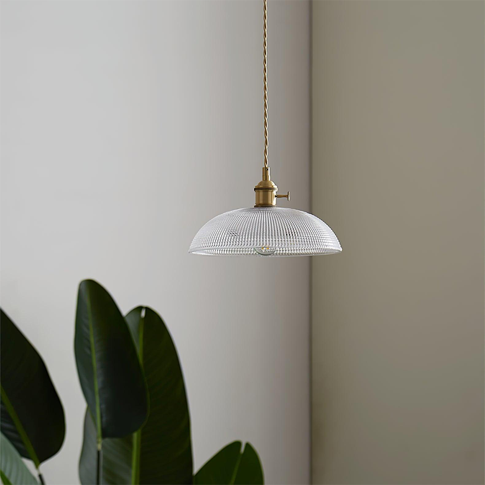 Vintage INS Glass Ribbed Pendant Light - Cueteks