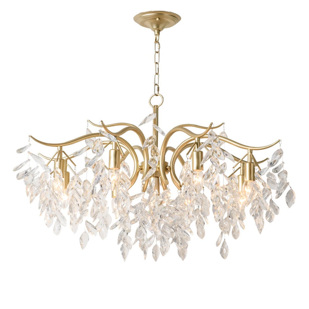 Modern Large Crystal Gold Tiered Dining Room Chandelier - Cueteks