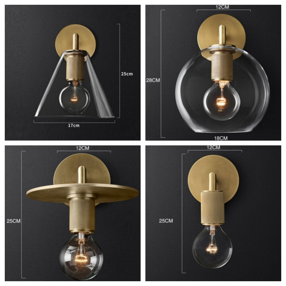 Armed Retro Brass Wall Sconce - Cueteks