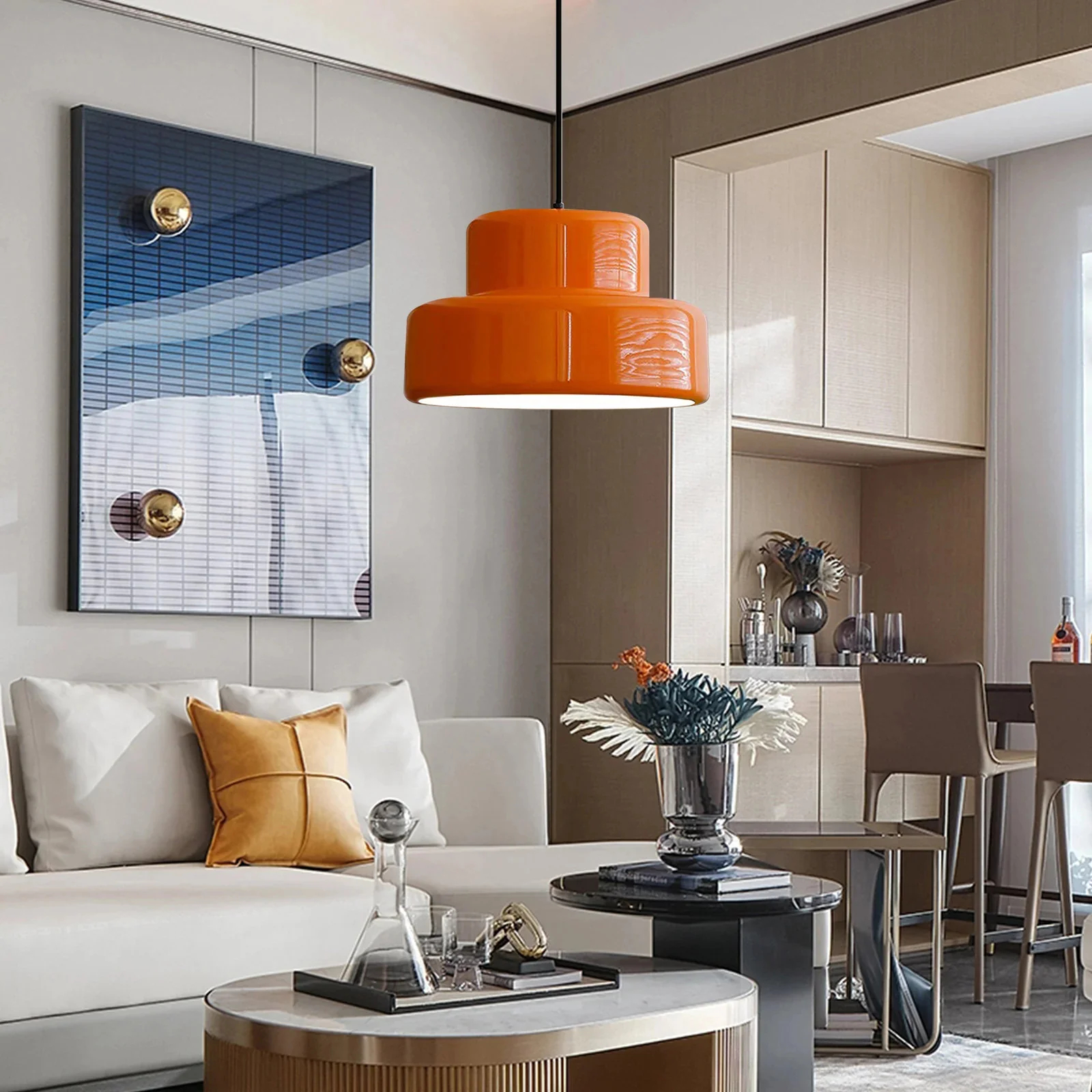 Bauhaus Vintage Orange Warm Pendant Light For Dining Room - Cueteks