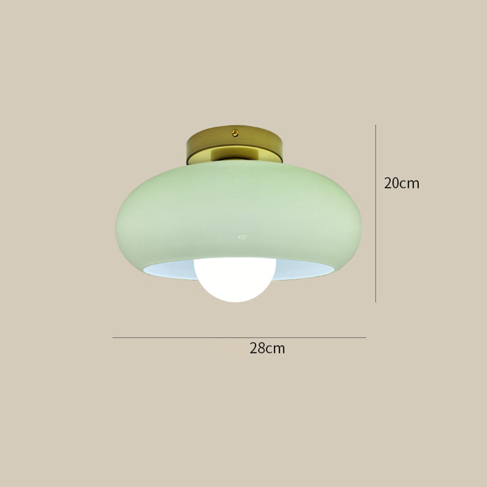 Gold and green ceiling light drawing labelled 28 cm diameter and 20 cm height