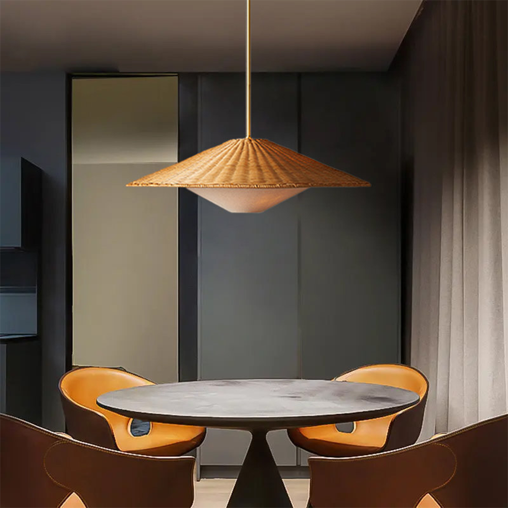 Retro Rattan Handwoven Zen Pendant Light - Cueteks