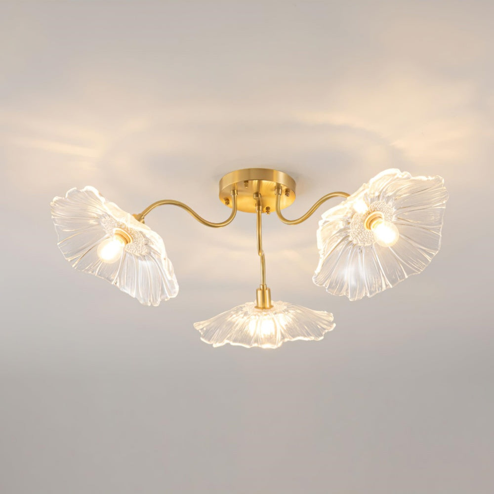 Vintage Lotus Leaf Glass Ceiling Light - Cueteks