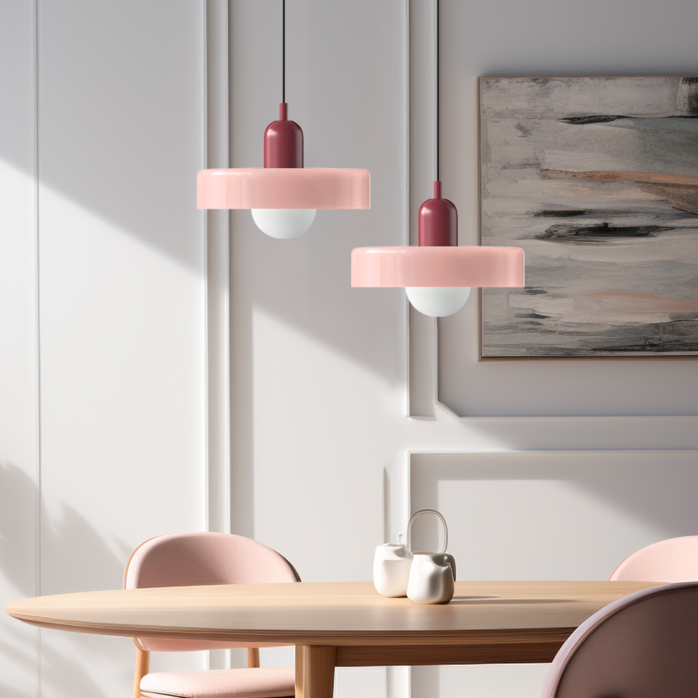 Morandi Disc Orb Bauhaus Colorful Glass Pendant Light - Cueteks