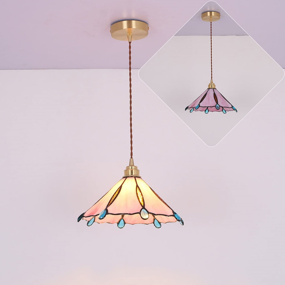 Retro Stained Glass Tiffany Pendant Light - Cueteks