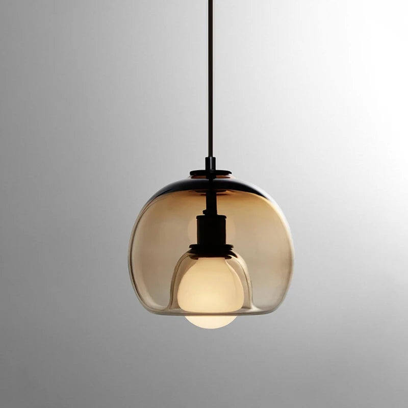 Handblown Stained Glass Orb Pendant Light Lampshade - Cueteks