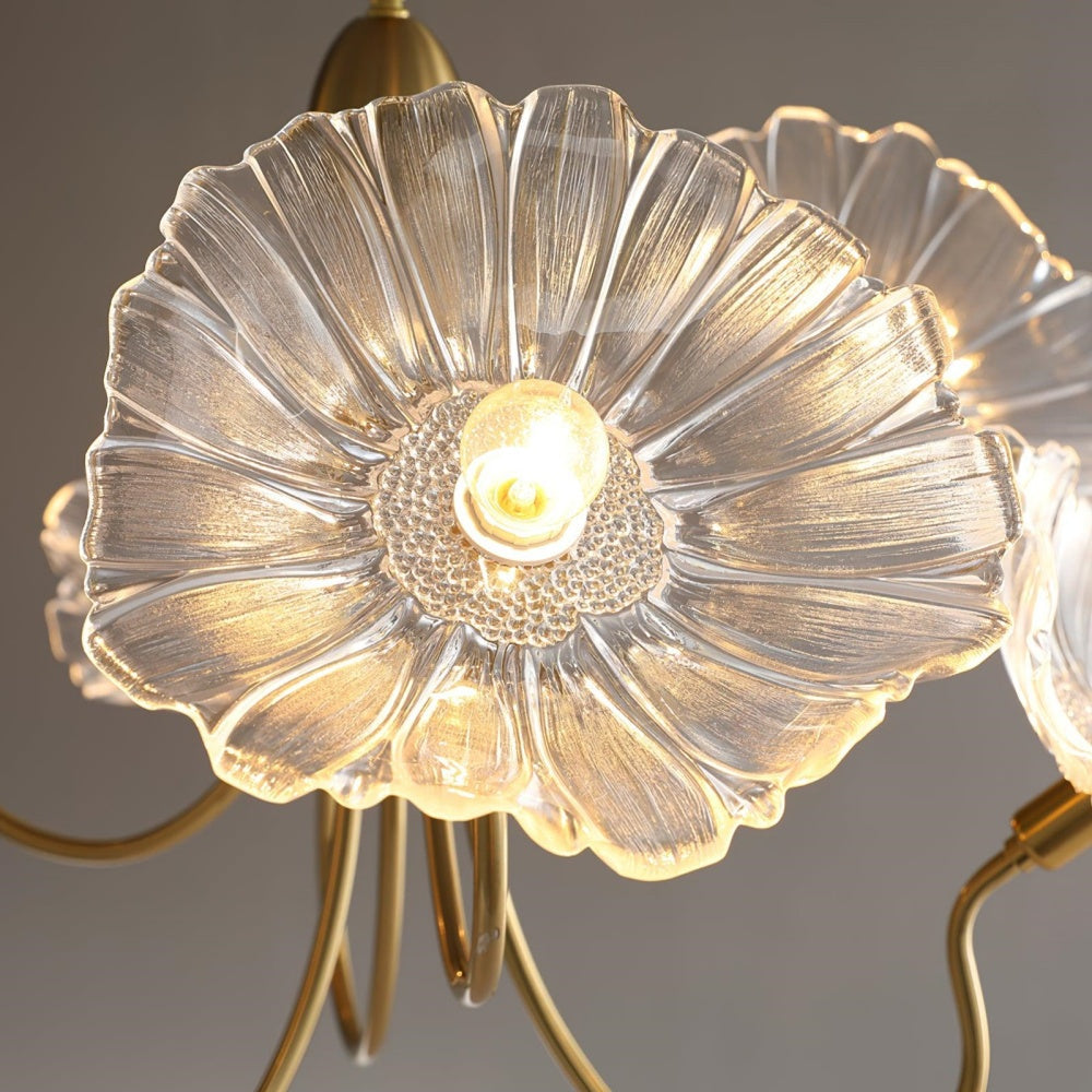 Modern Lotus Leaf Glass Living Room Chandelier - Cueteks
