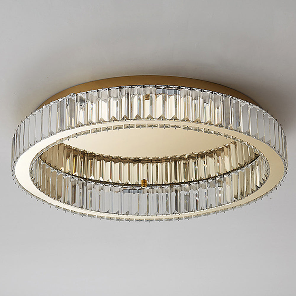 Modern Circle Gold Crystal Ceiling Light - Cueteks