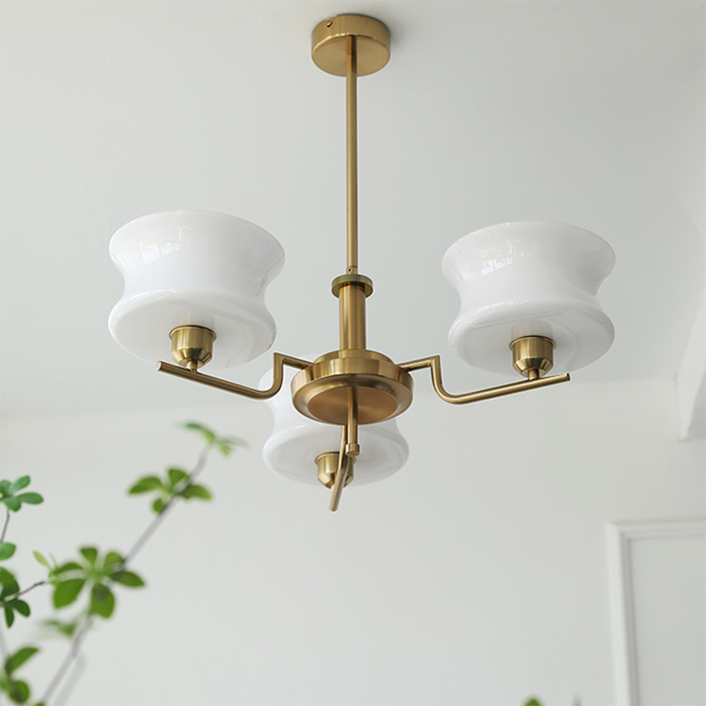 Nordic Belue Brass Glass Chandelier For Dining Room - Cueteks