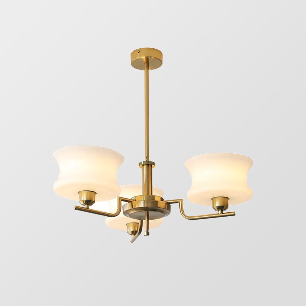 Nordic Belue Brass Glass Chandelier For Dining Room - Cueteks