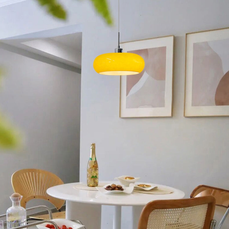 Vintage Bauhaus Round Glass Pendant Light - Cueteks