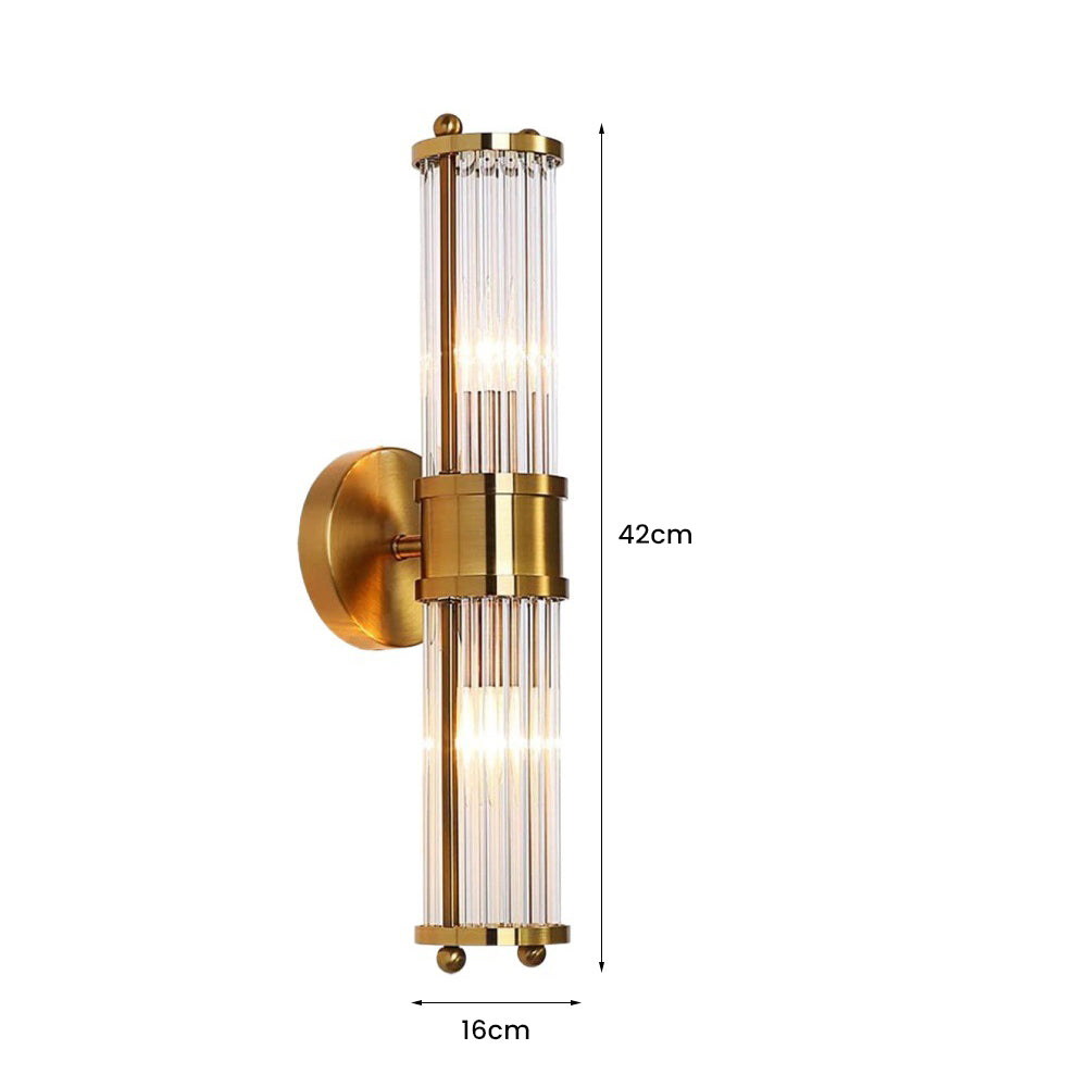 Double-head wall sconce size diagram labelled 42 cm high and 16 cm across the horizontal arrow