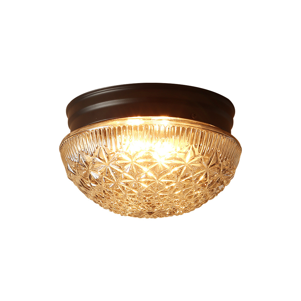 Clear Ribbed Glass Ceiling Light Fixture for Bedroom - Cueteks