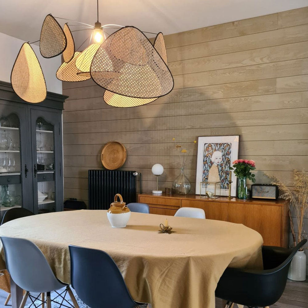 Modern Irregular Shape Rattan Kitchen Pendant Light - Cueteks
