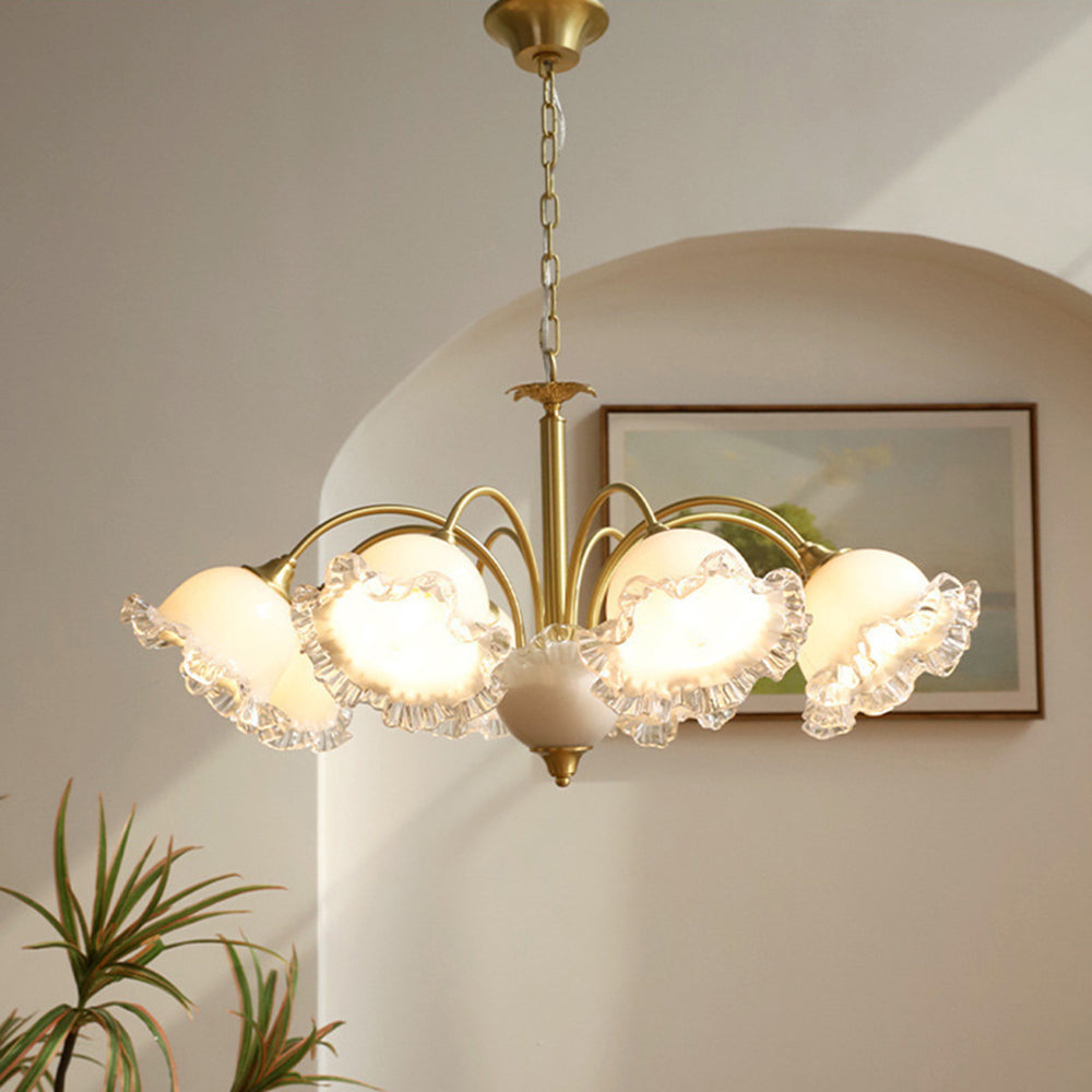 Large Flower Shape Copper Ceiling Chandelier - Cueteks