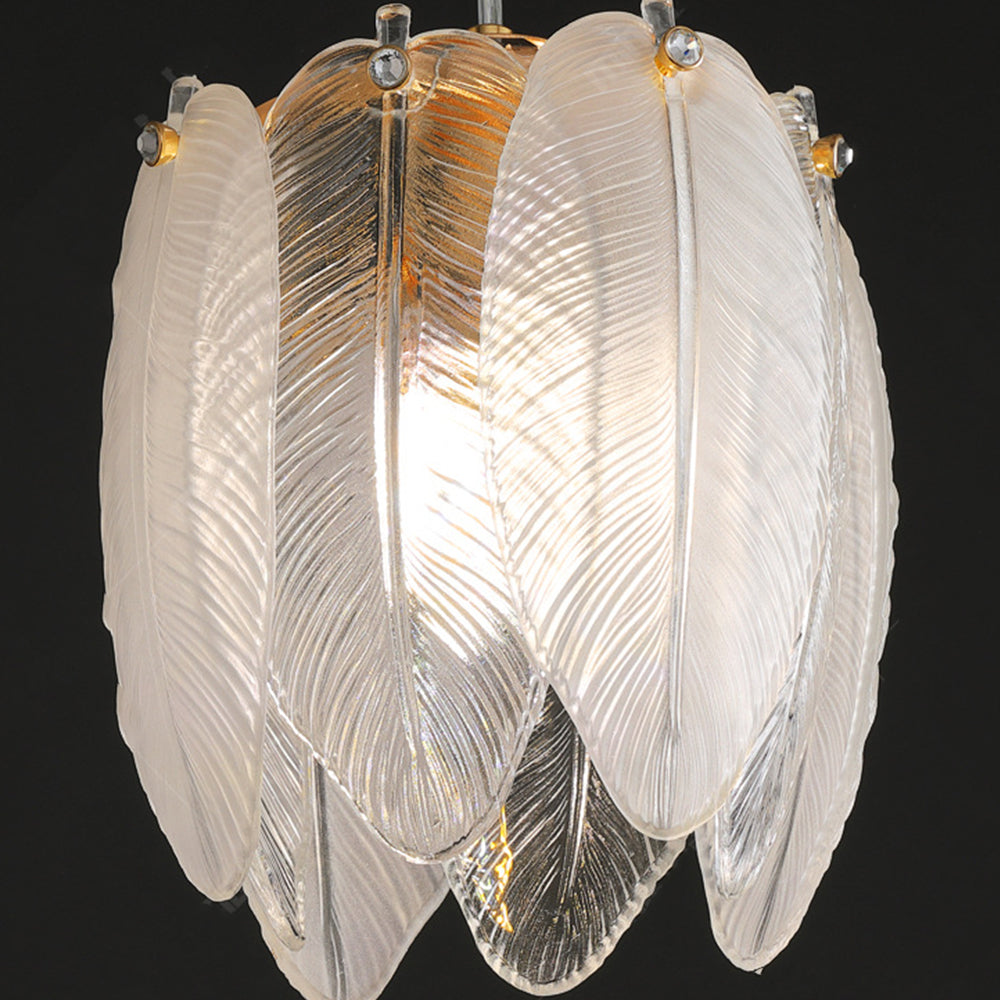 French Style Feather Glass Pendant Light - Cueteks
